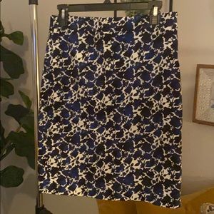 JCrew Pencil Skirt blue and white floral